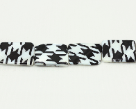 Perlmutt-Perlen, Rechteck flach, schwarz-weiss, 20x15mm, 1Strang