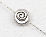 Metallperlen, 14mm, Schnecke, antik silberfarbig, 5 Perlen