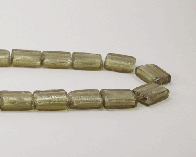 Glasperlen mit Silberfolie, 20 x 15 mm, Rechteck, grün, 1 Strang