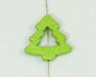Acrylperlen, Weihnachtsbaum, 40 mm, grün mit Glitter, 6 Stk.