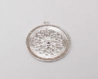 Schmuckanhänger, Metallanhänger, flach rund, silberfarbig, ø 32 mm, 4 Stk.